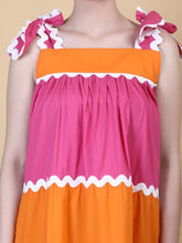 Load image into Gallery viewer, POPPY SHOULDER TIE DRESS TANGERINE/CHERRY