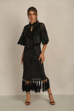 Load image into Gallery viewer, ZAZA BEADED/TASSEL CAPE -BLACK