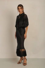 Load image into Gallery viewer, ZAZA BEADED/TASSEL CAPE -BLACK