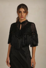 Load image into Gallery viewer, ZAZA BEADED/TASSEL CAPE -BLACK