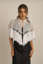 Load image into Gallery viewer, ZAZA BEADED/TASSEL CAPE -WHITE