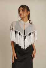 Load image into Gallery viewer, ZAZA BEADED/TASSEL CAPE -WHITE