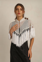 Load image into Gallery viewer, ZAZA BEADED/TASSEL CAPE -WHITE