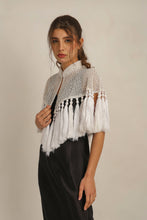 Load image into Gallery viewer, ZAZA BEADED/TASSEL CAPE -WHITE