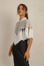 Load image into Gallery viewer, ZAZA BEADED/TASSEL CAPE -WHITE