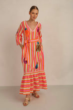 Load image into Gallery viewer, MALTA STRIPES MAXI DRESS w FLOUNCE