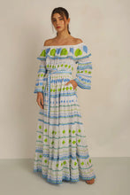 Load image into Gallery viewer, HATI ANGEL OFF SHOULDER DRESS WITH SLV- WHT/BLU