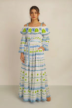 Load image into Gallery viewer, HATI ANGEL OFF SHOULDER DRESS WITH SLV- WHT/BLU