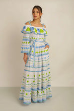 Load image into Gallery viewer, HATI ANGEL OFF SHOULDER DRESS WITH SLV- WHT/BLU