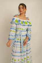 Load image into Gallery viewer, HATI ANGEL OFF SHOULDER DRESS WITH SLV- WHT/BLU
