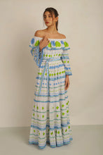 Load image into Gallery viewer, HATI ANGEL OFF SHOULDER DRESS WITH SLV- WHT/BLU