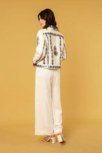 Load image into Gallery viewer, ZIGGY CROPPED JACKET IVORY WITH NAVY THREAD