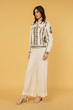 Load image into Gallery viewer, ZIGGY CROPPED JACKET IVORY WITH NAVY THREAD