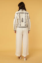 Load image into Gallery viewer, ZIGGY CROPPED JACKET IVORY WITH NAVY THREAD