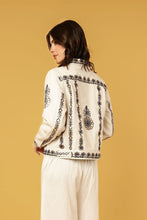 Load image into Gallery viewer, ZIGGY CROPPED JACKET IVORY WITH NAVY THREAD