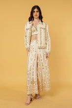 Load image into Gallery viewer, ZIGGY CROPPED JACKET IVORY WITH GOLD APPLIQUE