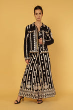 Load image into Gallery viewer, ZIGGY CROPPED JACKET BLACK WITH GOLD APPLIQUE