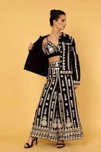 Load image into Gallery viewer, ZIGGY CROPPED JACKET BLACK WITH GOLD APPLIQUE