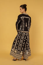 Load image into Gallery viewer, ZIGGY CROPPED JACKET BLACK WITH GOLD APPLIQUE