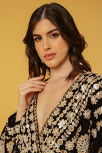 Load image into Gallery viewer, ZIGGY AYANA DRESS BLACK WITH GOLD THREAD