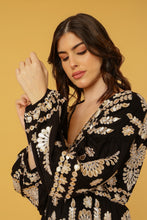 Load image into Gallery viewer, ZIGGY AYANA DRESS BLACK WITH GOLD THREAD