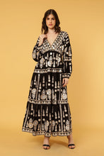 Load image into Gallery viewer, ZIGGY AYANA DRESS BLACK WITH GOLD THREAD