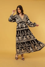 Load image into Gallery viewer, ZIGGY AYANA DRESS BLACK WITH GOLD THREAD