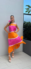 Load image into Gallery viewer, POPPY SHOULDER TIE DRESS TANGERINE/CHERRY