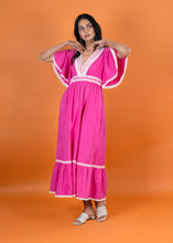 Load image into Gallery viewer, POPPY V NECK DRESS w FLOUNCE SLV CHERRY