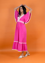 Load image into Gallery viewer, POPPY V NECK DRESS w FLOUNCE SLV CHERRY