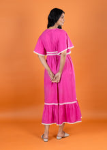 Load image into Gallery viewer, POPPY V NECK DRESS w FLOUNCE SLV CHERRY