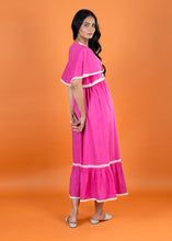 Load image into Gallery viewer, POPPY V NECK DRESS w FLOUNCE SLV CHERRY