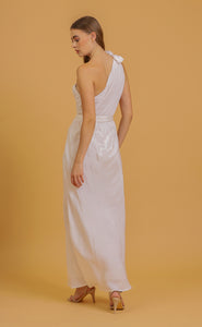 ANNA ONE SHOULDER DRESS - OFFWHITE SOLID