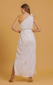 ANNA ONE SHOULDER DRESS - OFFWHITE SOLID