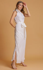 ANNA ONE SHOULDER DRESS - OFFWHITE SOLID