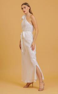 ANNA ONE SHOULDER DRESS - OFFWHITE SOLID