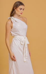 ANNA ONE SHOULDER DRESS - OFFWHITE SOLID