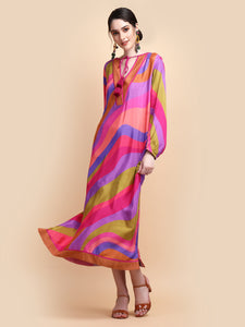 EMMA PRINTED  DRESS WITH WITH NECK TIES