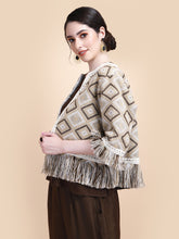 Load image into Gallery viewer, LILY JACQUARD FRINGED CROPPED JKT, LINED