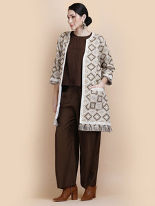 LILY JACQUARD COAT , LINED