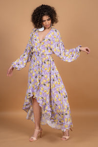 LEMONCELLO WRAP DRESS, BEADED