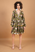 Load image into Gallery viewer, TROPICAL  V NECK SHORT  DRESS BEADED