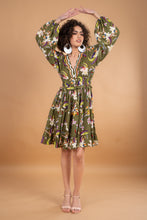 Load image into Gallery viewer, TROPICAL  V NECK SHORT  DRESS BEADED