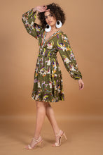 Load image into Gallery viewer, TROPICAL  V NECK SHORT  DRESS BEADED