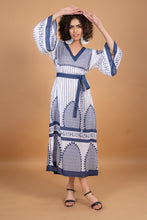 Load image into Gallery viewer, JAIPUR VNECK DRESS WITH SASH BELT, LINED