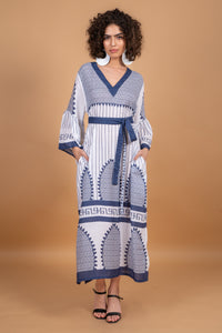 JAIPUR VNECK DRESS WITH SASH BELT, LINED