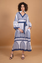 Load image into Gallery viewer, JAIPUR VNECK DRESS WITH SASH BELT, LINED