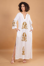 Load image into Gallery viewer, VICKY SIMONE MAXI DRESS OFF WHITE/GOLD SEQUINS