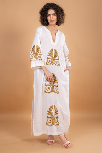 VICKY SIMONE MAXI DRESS OFF WHITE/GOLD SEQUINS