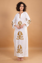 Load image into Gallery viewer, VICKY SIMONE MAXI DRESS OFF WHITE/GOLD SEQUINS